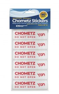 pack of 12 stickers that say "Chometz -- do not open"